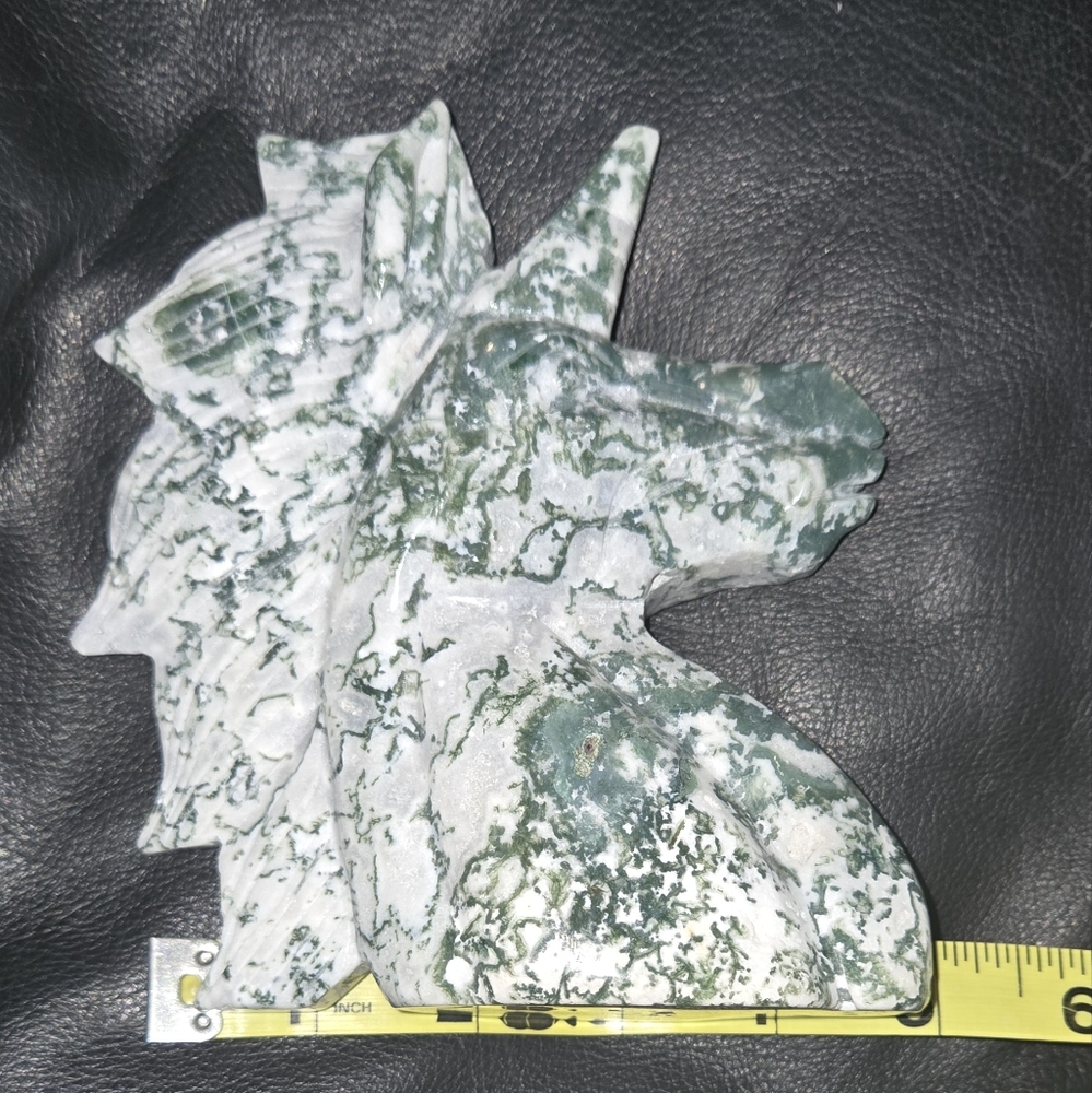 Moss Agate GORGEOUS Unicorn 6.3/4"x5.3/4" - Picture 13 of 14
